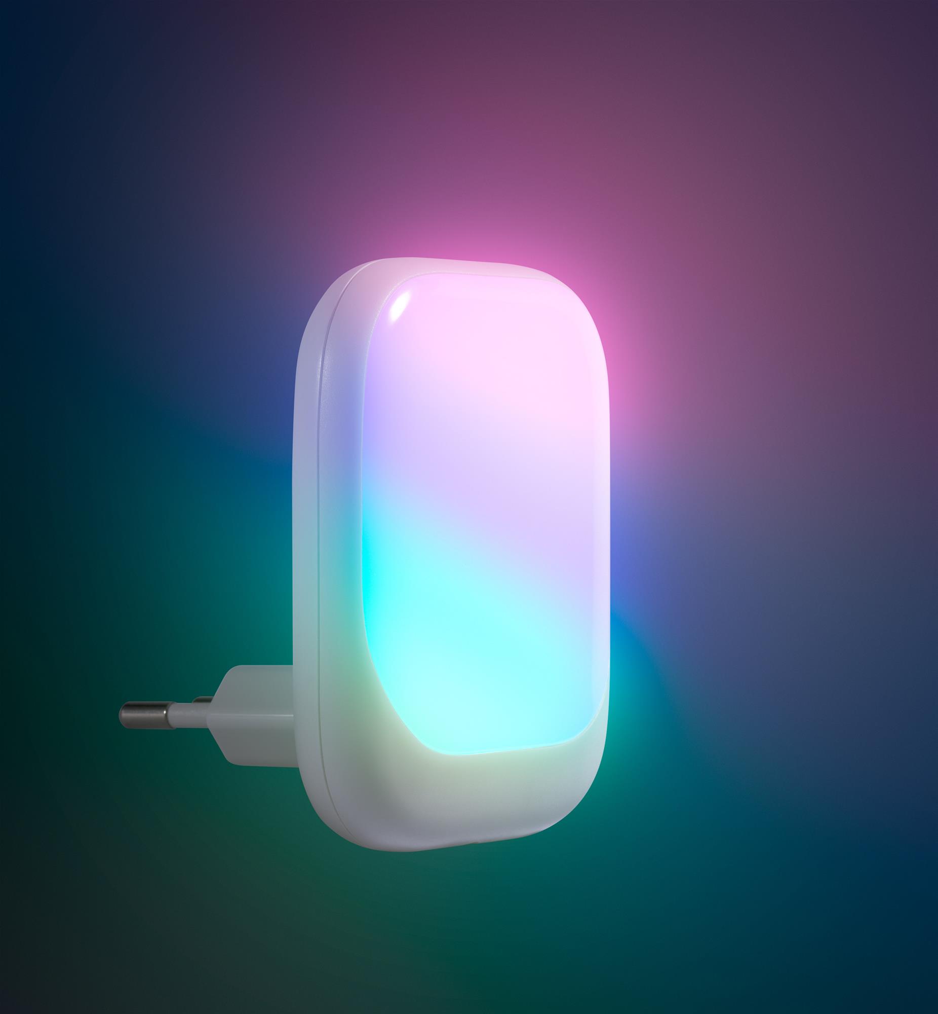 Fuj:tech Compact Lumina RGB -yövalaisin hämäräkytkimellä, 2 kpl, valkoinen