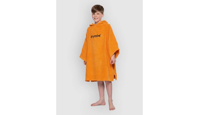 Dryrobe Towel Robe Organic Kids 5-9 Surf Poncho orange