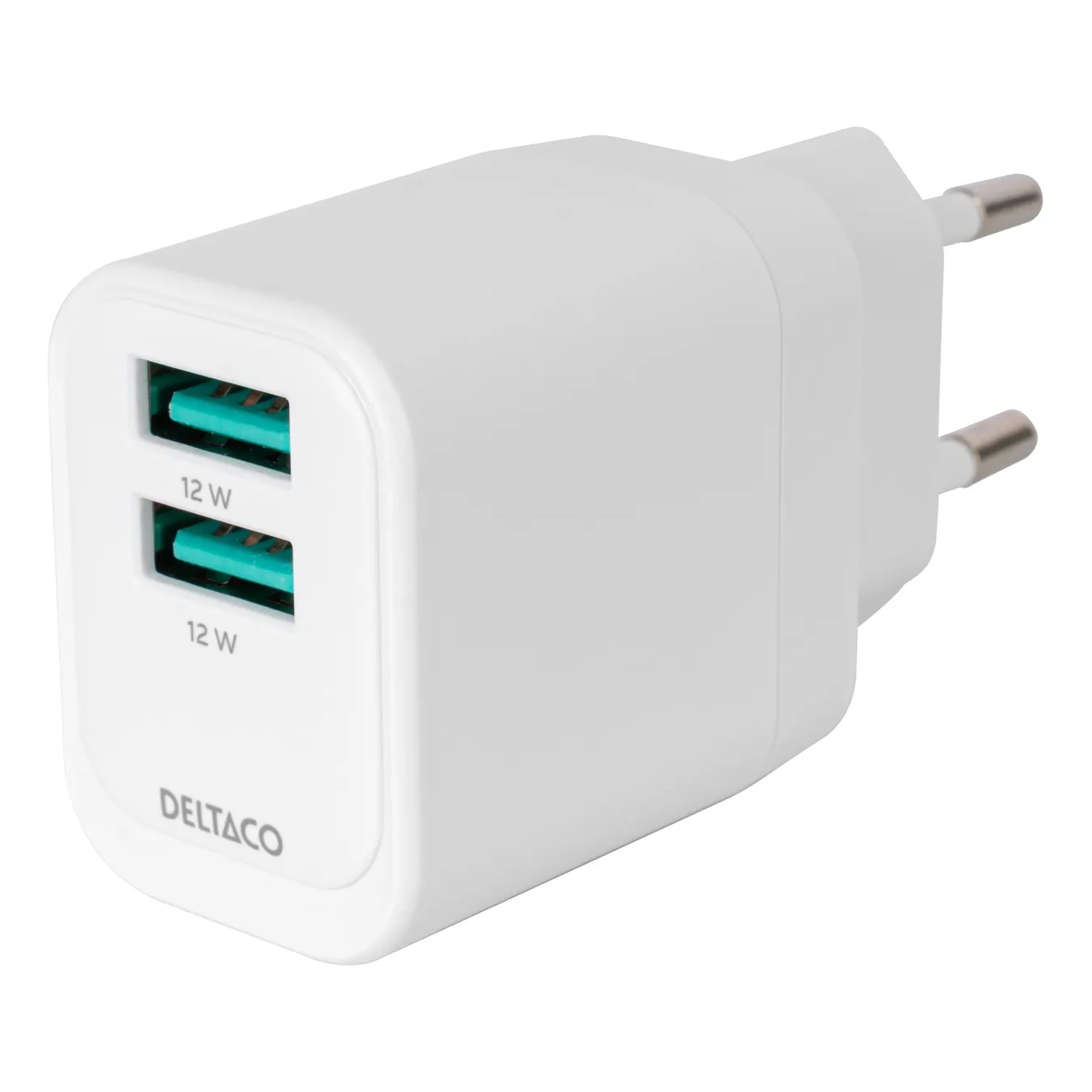 DELTACO USB-AC200 12W -seinälaturi, valkoinen
