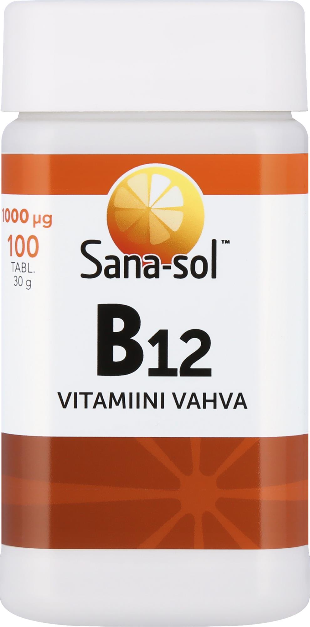 Sana-sol B12-vitamiini Vahva -tabletti, 1000Âµg, 100 tabl