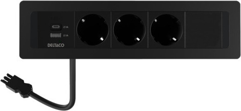 Deltaco OFFICE Power Strip - 3 Outlets