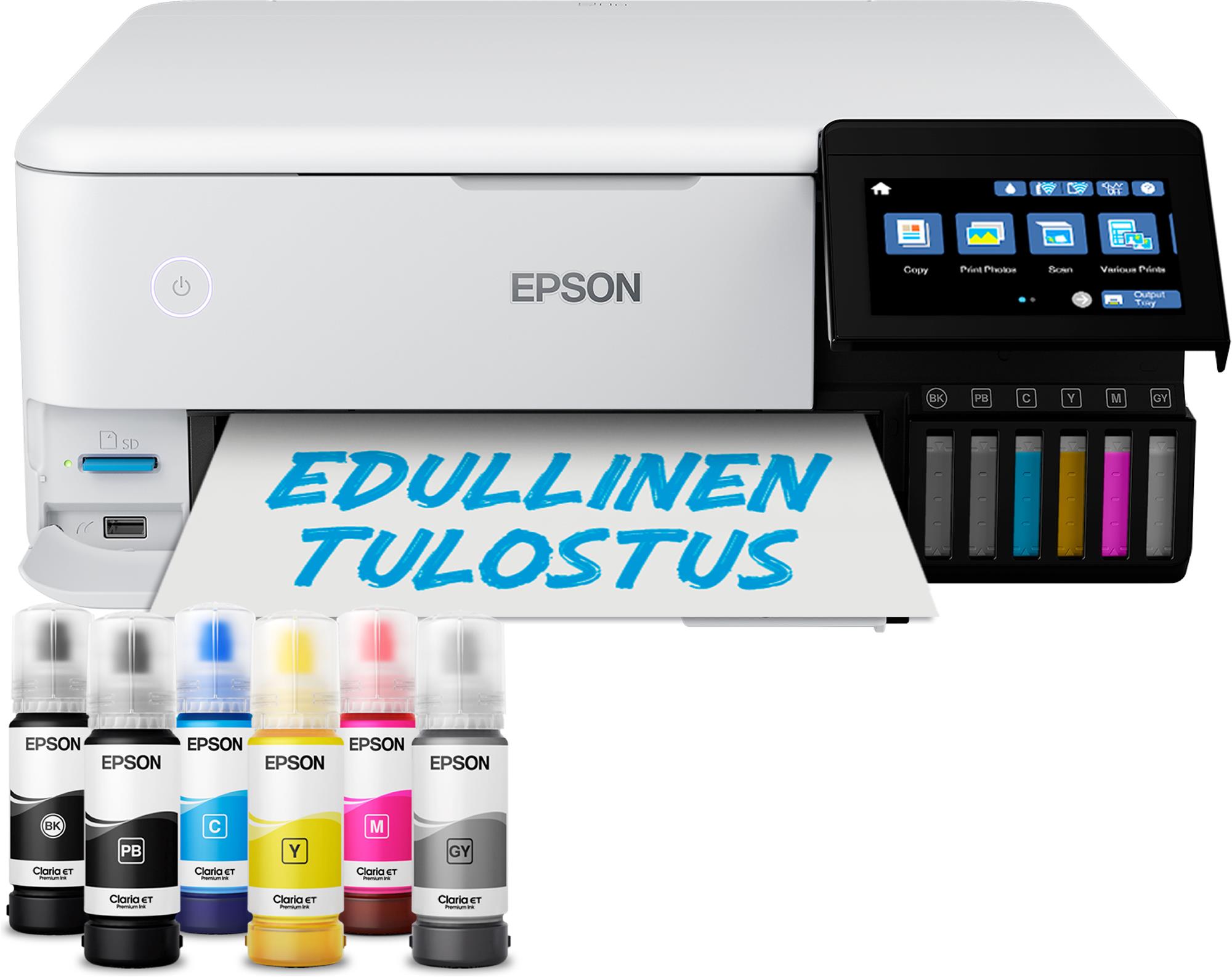 Epson EcoTank ET-8500 -A4-valokuvatulostin â€“ Wi-Fi ja mustesäiliöt