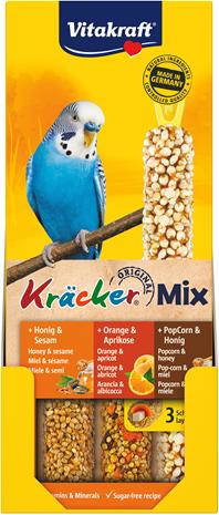 Vitakraft Kräcker TrioMix Budgie Honey Popcorn 3-pack