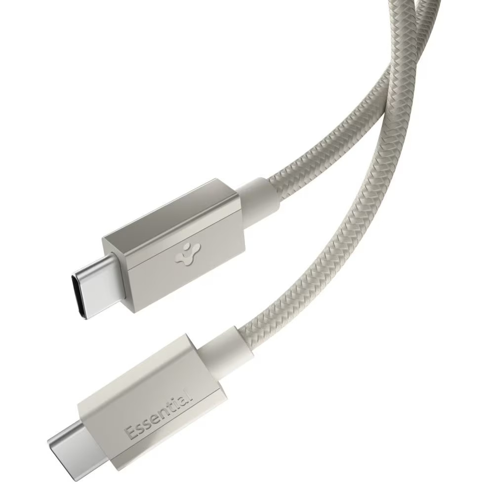 Spigen Essential USB-C to USB-C 60W Fabric Cable - 1.5m - Natural Titanium