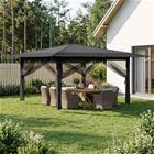 vidaXL Gazebo, jossa on 4 seinää 4 x 4 m Vaaleanharmaa ja antrasiitti