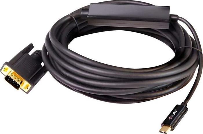 CLUB3D USB Type C to VGA Active Cable M/M 5m/16.40ft