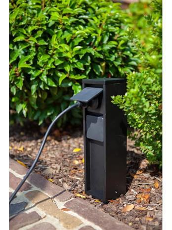 MAINS-pistorasiapylväs, musta, 2-paikkainen, korkeus 24 cm, IP54, 3500 W – kuva 3/4