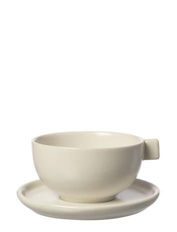 ERNST Teacup With Saucer, White Sand