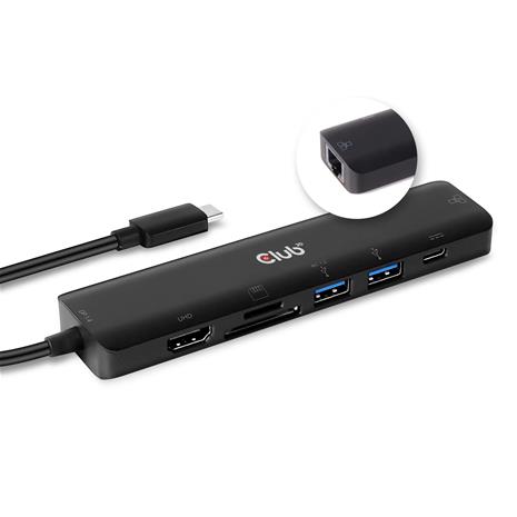 Club 3D 3.2 Gen1 USB-C 7-in-1 -hubi, Musta – kuva 3/3