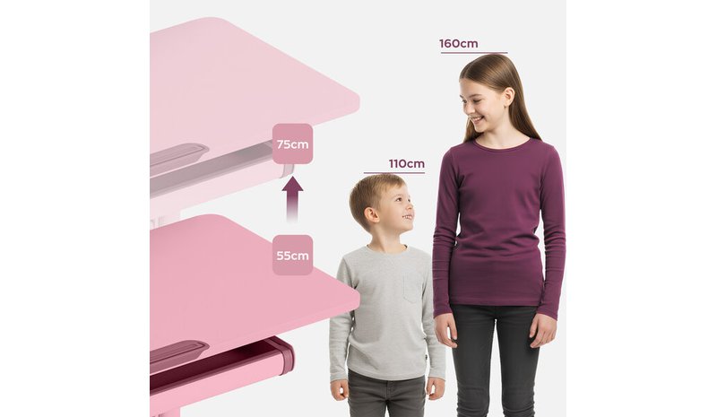 Ergonominen lasten työpöytä Study 5.0 Pink – kuva 1/3
