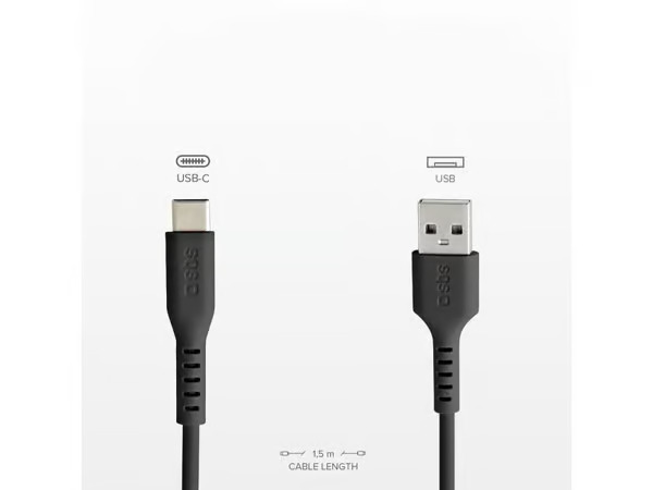SBS TECABLEMICROC15K USB-A - USB-C Cable 1.5m - Black