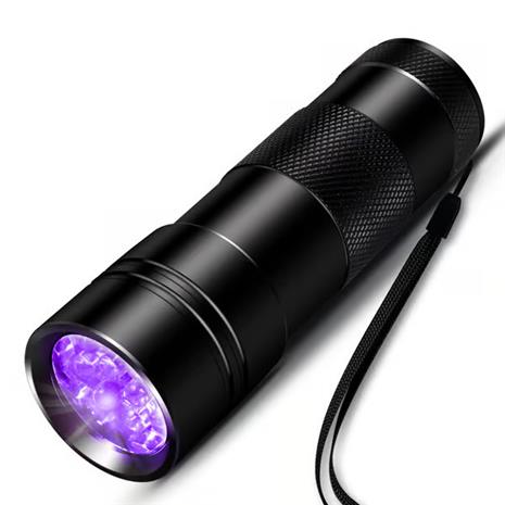 UV-taskulamppu 12 LEDillä 395 nm musta