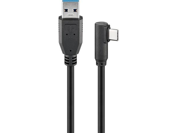 Pro USB-C™ to USB A 3.0 cable 90° black 0.5m