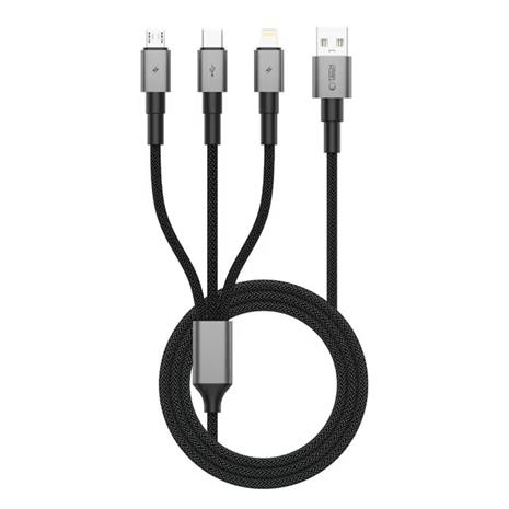 Tech-Protect UltraBoost DNA 3in1 USB-C / Micro-USB / Lightning Cable 120 cm - Grey