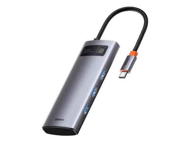 5-in-1 monitoiminen USB-C HUB, harmaa