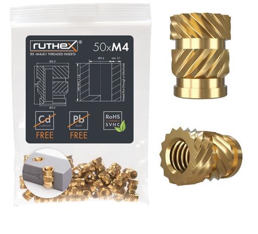 Ruthex M4 Threaded Insert – Rx-m4x8.1 - 50 Pcs – kuva 2/2