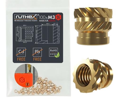 Ruthex M3 Threaded Insert For Voron â€“ Rx-m3x5x4 - 100 Pcs