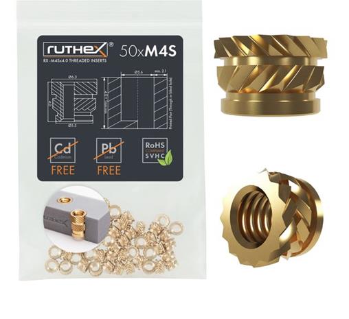Ruthex M4 Short Threaded Insert – Rx-m4sx4.0 - 50 Pcs – kuva 2/2