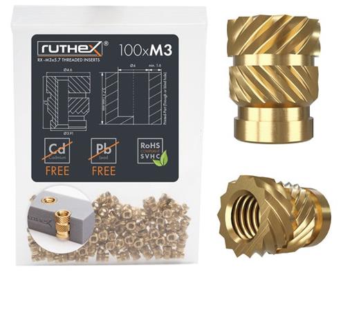 Ruthex M3 Threaded Insert â€“ Rx-m3x5.7 - 100 Pcs
