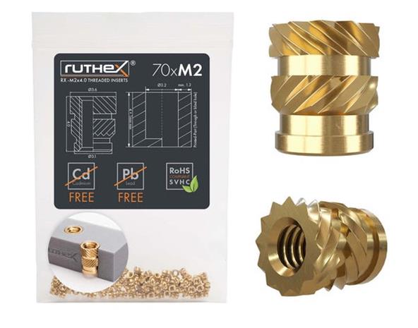 Ruthex M2 Threaded Insert â€“ Rx-m2x4 - 70 Pcs