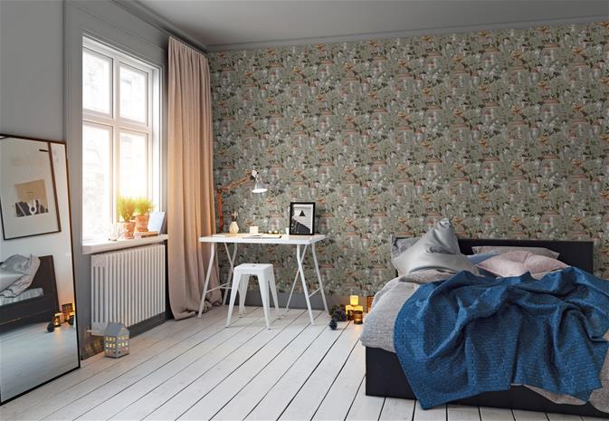 Nordic mushrooms Pine Tree Green - 1031201-01 Tapetti – kuva 3/3