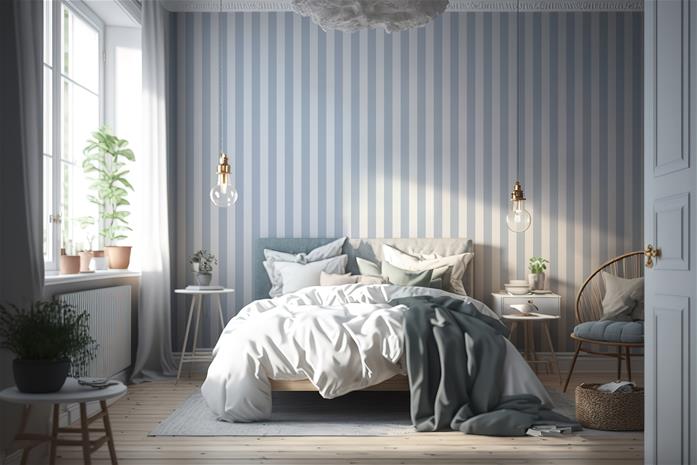 Striped Linen Light Blue - 1031601-03 Tapetti