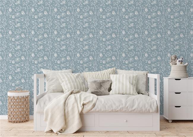 Vintage Light Blue owls - 1027401-02 Tapetti