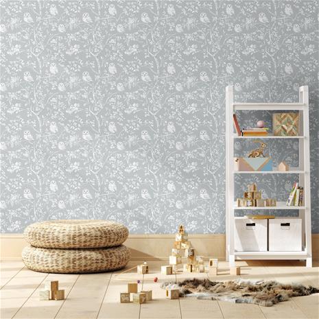Vintage Light Grey owls - 1027401-04 Tapetti – kuva 5/6