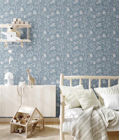 Vintage Dark Blue owls - 1027401-06 Tapetti