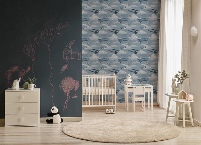 Ludde Dark Blue - 1071101-02 Tapetti
