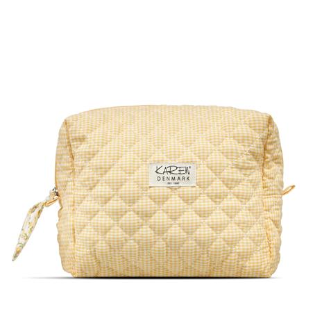 Karen Large toiletry bag in yellow checkered quilt. Can be machin