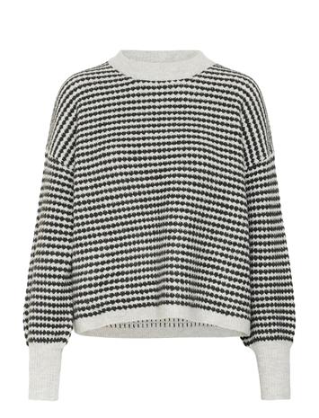 KAFFE Kaellery Knit Pullover - LIGHT GREY M./BLACK STRUCTURE - L – kuva 1/3