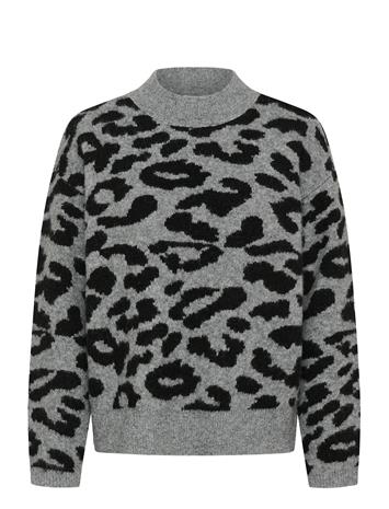 KAFFE Kasandra Pullover Ls - LGM/BLACK LEOPARD - S – kuva 1/3