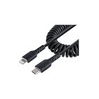 StarTech.com USB C to Lightning Cable 1m (3ft) MFi Certified Coiled iPhone Charger Cable Musta