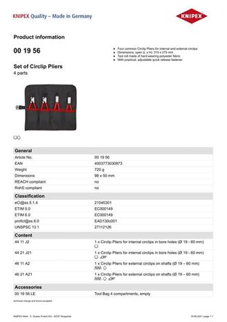 Pihtisetti Knipex 001956V01