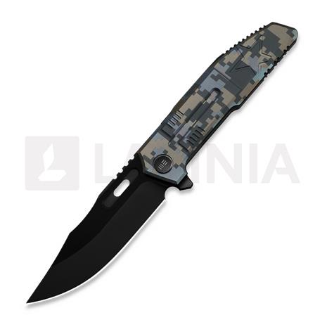 We Knife Barracks kääntöveitsi, Pixel Pattern Titanium, Black Stonewash/Brushed – kuva 2/2