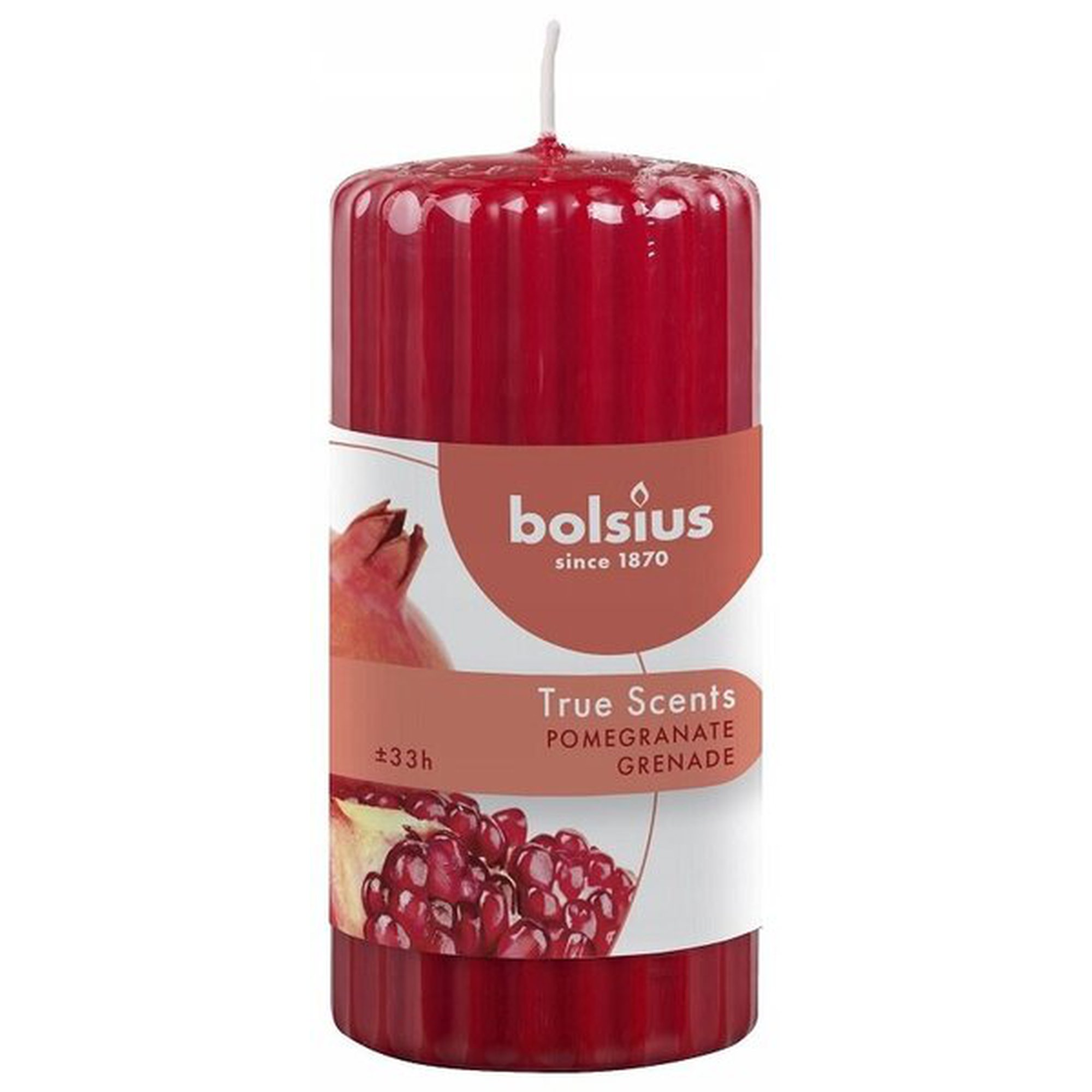 Bolsius True Scents tuoksuinen granaattiomena kynttilä, 120/58 mm, 33 h.