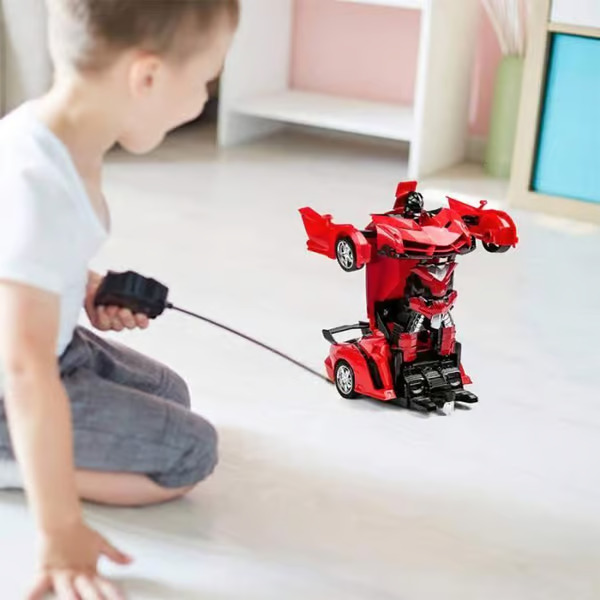 SHOP-STORY - Kauko-ohjattava auto 2 in 1, muuntuu robotiksi - Väri Punainen