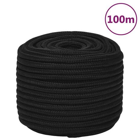 vidaXL Työköysi musta 14 mm 100 m polyesteri