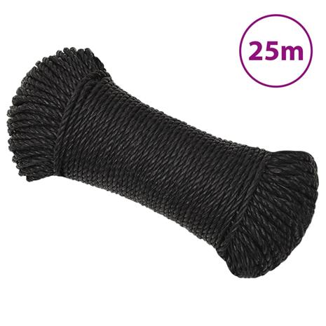 vidaXL Työköysi musta 6 mm 25 m polypropeeni