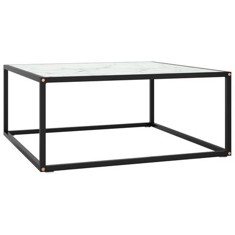 vidaXL Sohvapöytä musta valkoisella marmorilasilla 80x80x35 cm