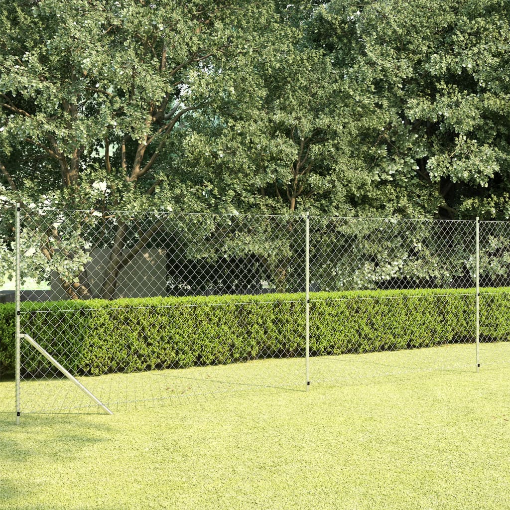vidaXL Verkkoaita tolpilla galvanoitu teräs 15x1,5 m hopea