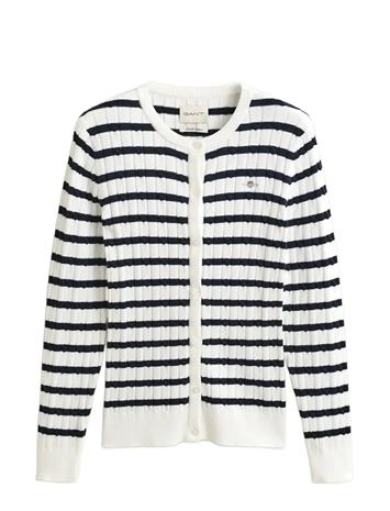 GANT Stretch Cotton Cable Stripe Cardi - EGGSHELL - S – kuva 1/3