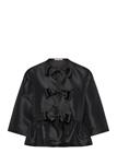 STELLA NOVA Crispy Peplum Bow Blouse - BLACK - 34
