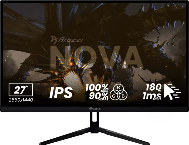 Arozzi Nova 27" QHD/IPS/180Hz/1ms/BK pelinäyttö (musta)