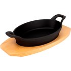 Mareld Oval gjutjärnspanna 22 cm, underlägg i trä