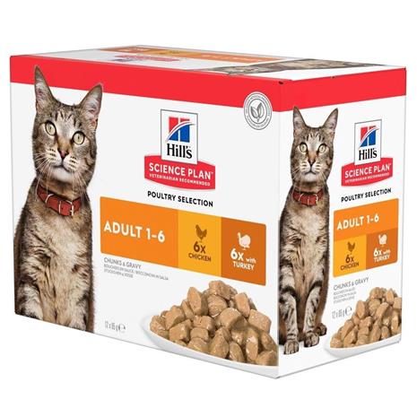 Hill's SCIENCE PLAN -märkäruoka aikuisille kissoille, kana & kalkkuna - 12x85 g