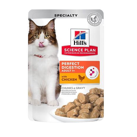 Hills Science Plan Adult Perfect Digestion Chicken Pouch - Wet Cat Food 12 x 85 g - Pouch