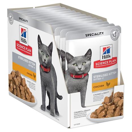 12x85g Hill's Science Plan Kitten Sterilised Kitten kana kissan märkäruokaa