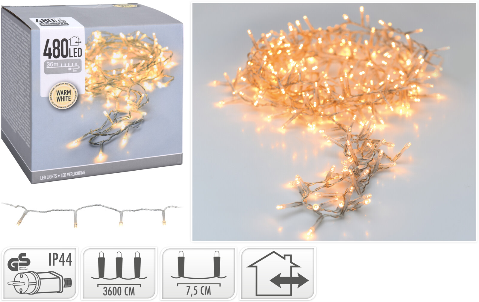 H&S 480-osainen lämminvalkoinen LED-ulkovalosarja